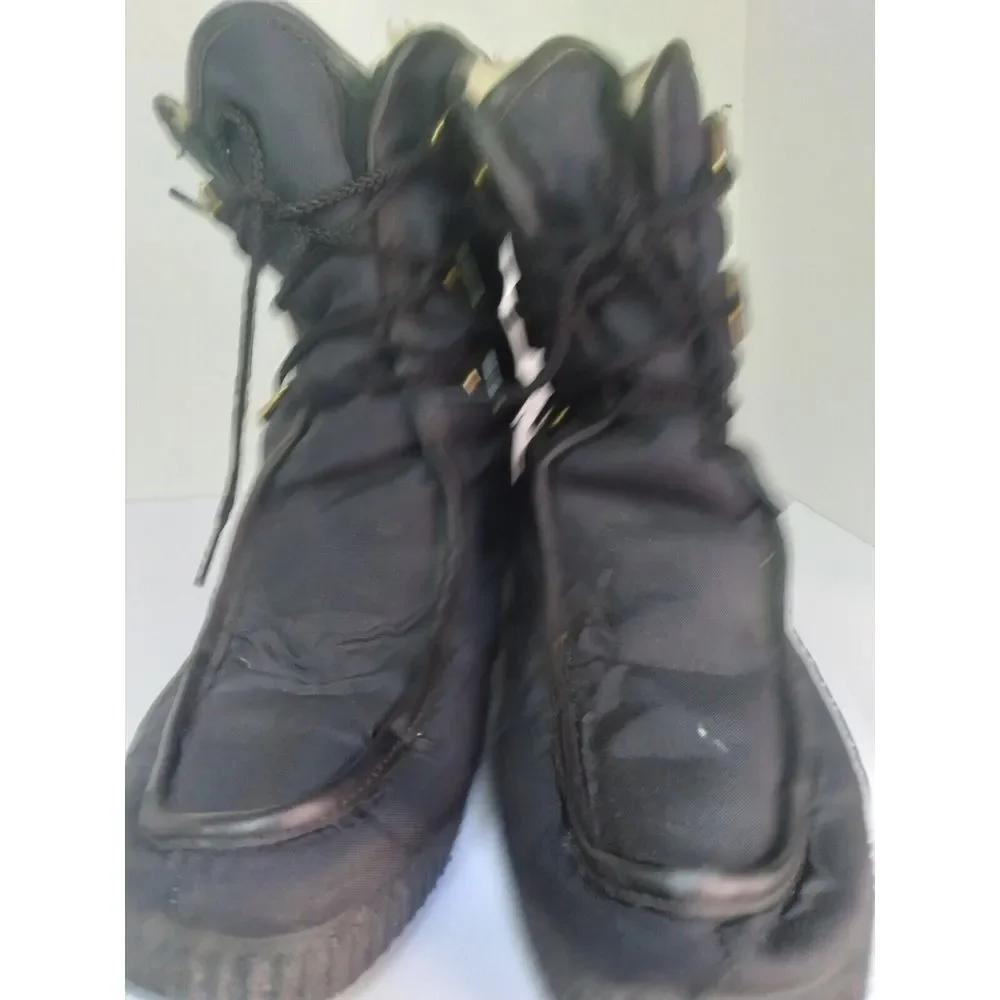 Winter Snow Boots Black Nylon Lace‎ Up Warm Ankle Boots
